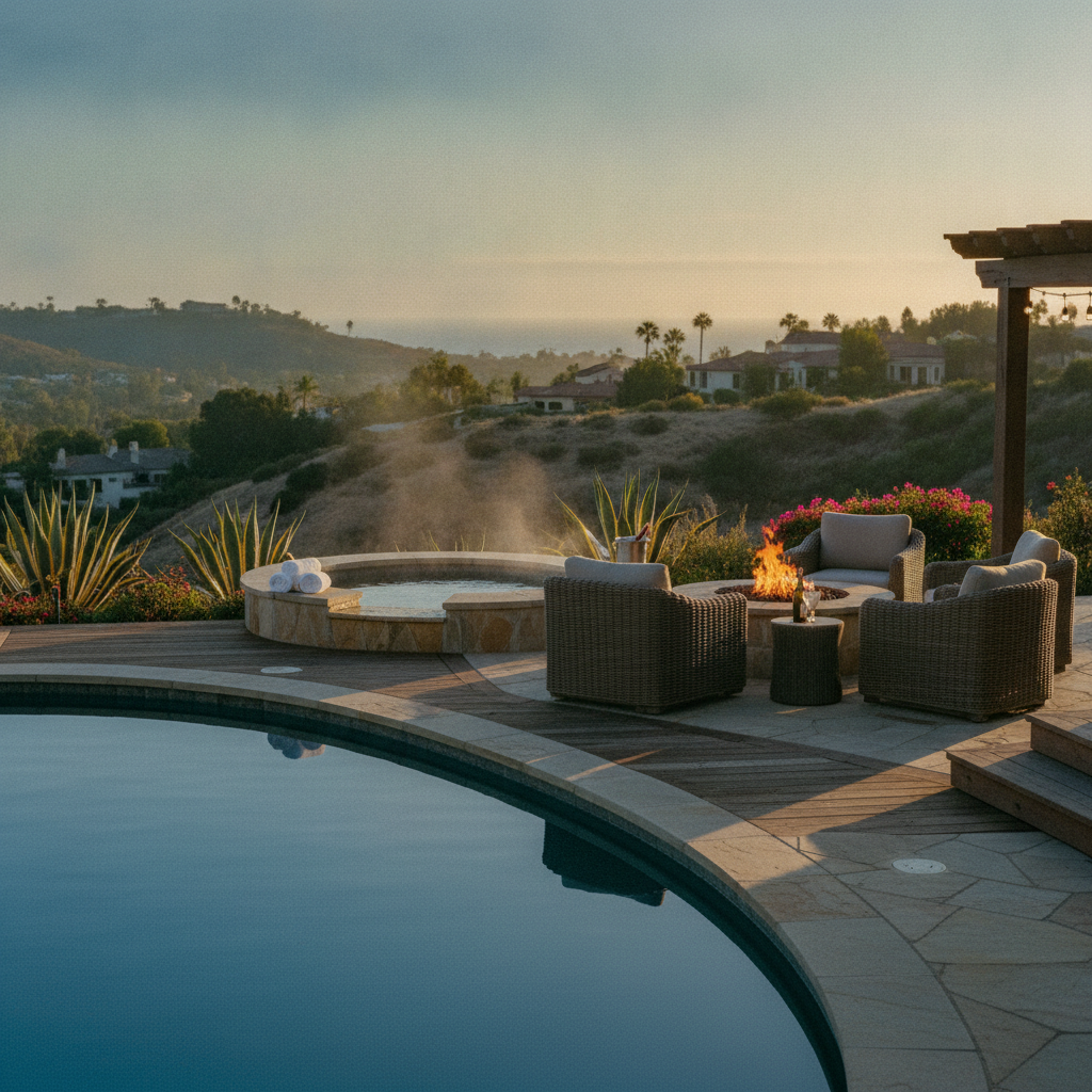 Pools, hot tubs, fire pits
