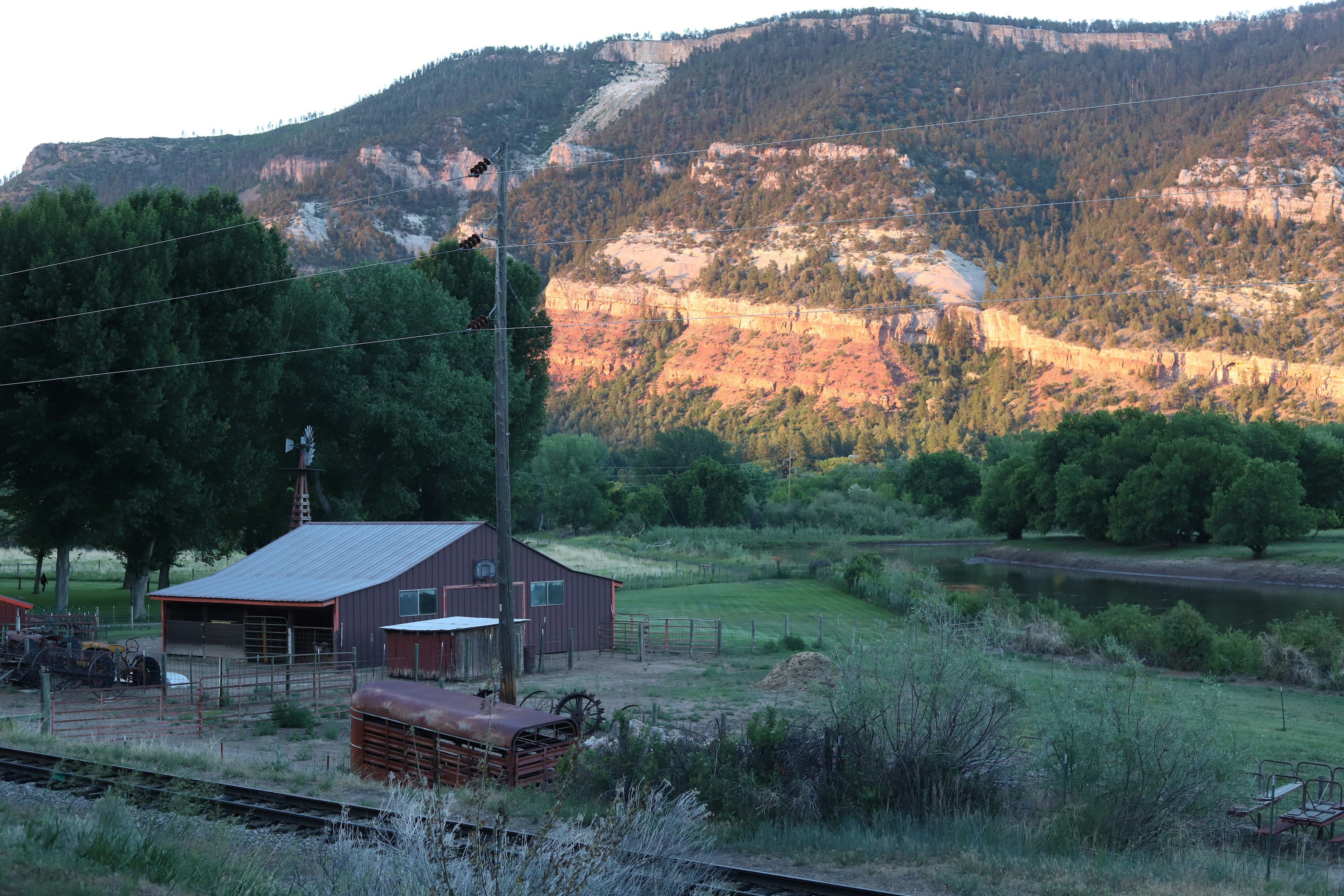 Red rock canyon farmstead at dusk near Durango