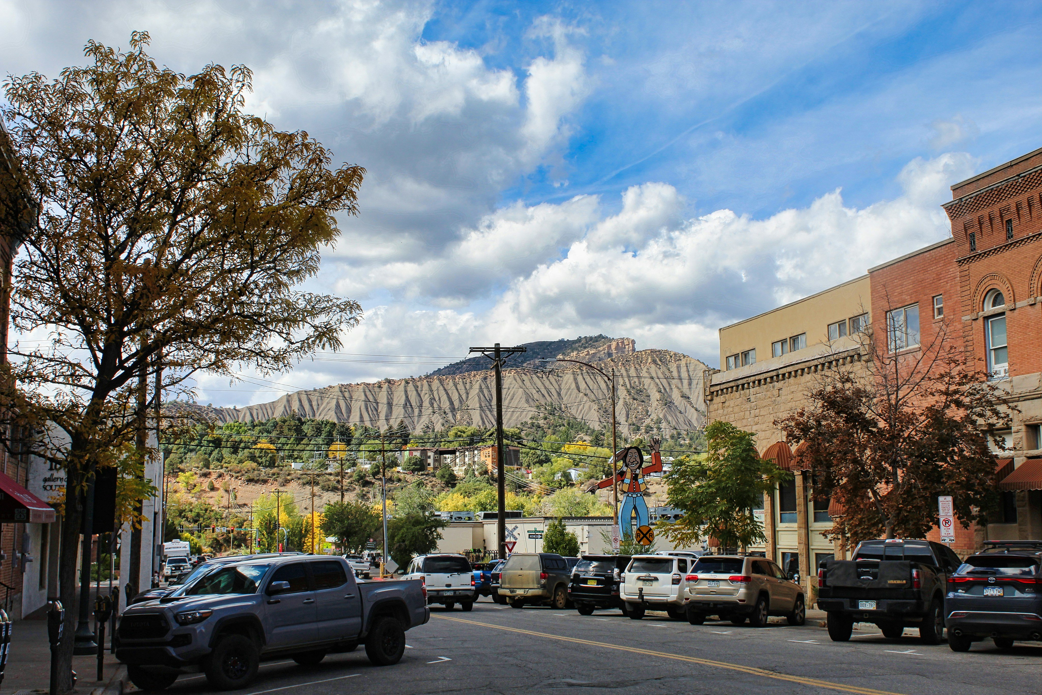 Durango Main Avenue with mesa in the background