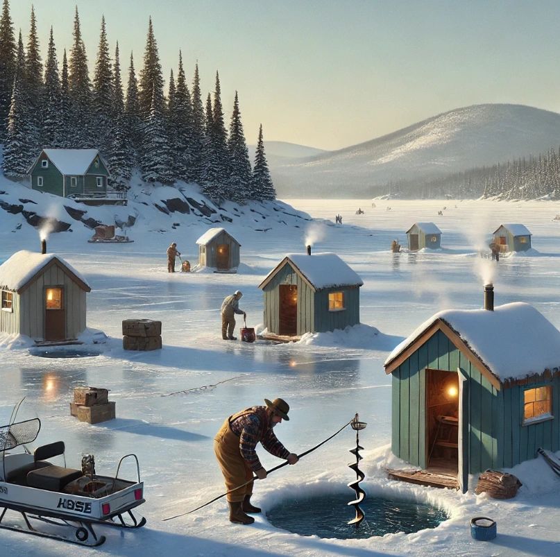 ICE FISHING on Moosehead Lake