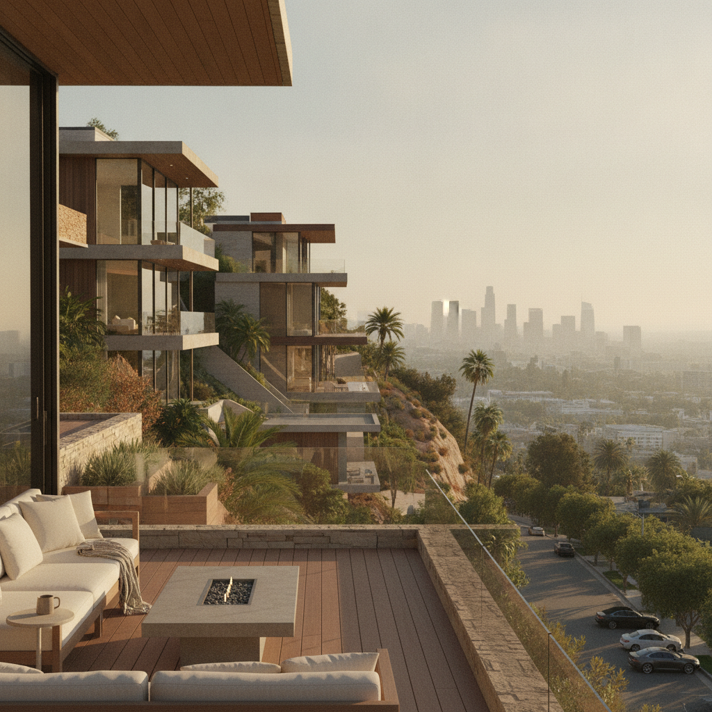 Hillside homes with city vistas